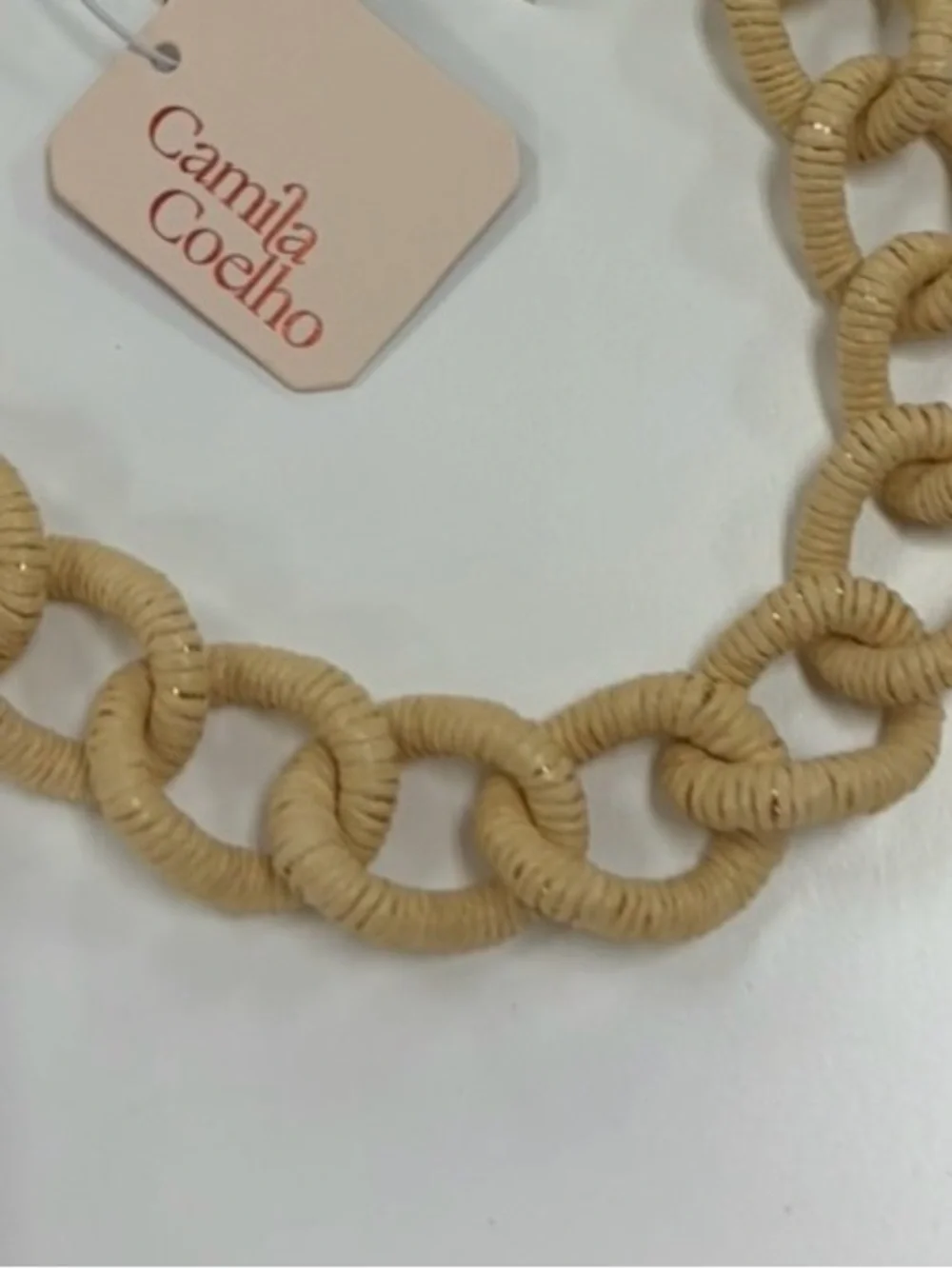 NWT βοΈ πβοΈ Camila Coelho Woven Raffia Link Statement Necklace - Picture 9 of 13